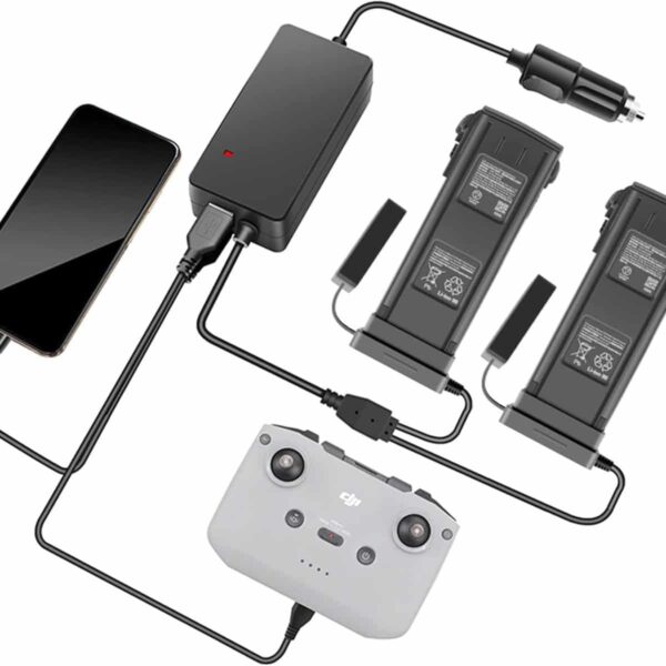Hanatora Cargador para automóvil de batería 4 en 1 para DJI Mavic 3/Classic/Pro/Cine/Enterprise