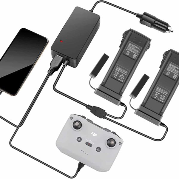 Hanatora Cargador para automóvil de batería 4 en 1 para DJI Mavic 3/Classic/Pro/Cine/Enterprise