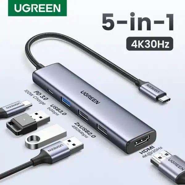 UGREEN 5 en 1 USB C Hub 4K HDMI USB HUB 100W Adaptador para Pc, Mac