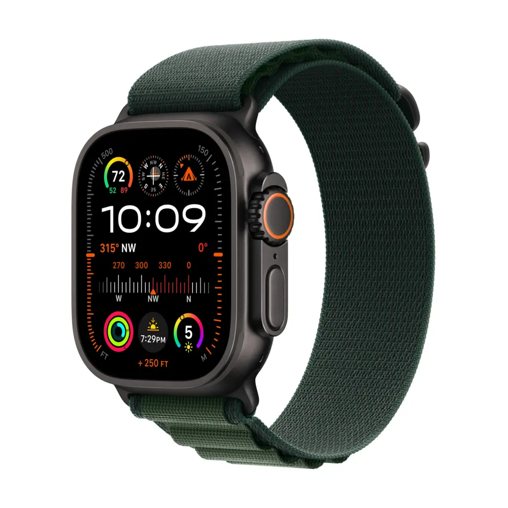 Apple Watch Ultra 2 49mm Black Titanium Alpine Loop Dark Green PDP Image Position 1 en US d4d54380 93e7 4578 a9d1 6a0860169f3d.jpg