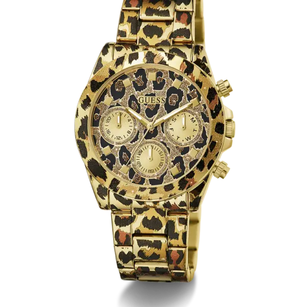 Reloj multifunción GUESS para mujer con diseño de leopardo